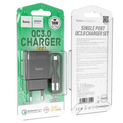 CHARGEUR HOCO / C72Q Glorious single port QC3.0 charger set(Micro)(EU)
