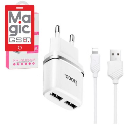 CHARGEUR HOCO / C12 Smart dual USB (iP cable)charger set(EU)